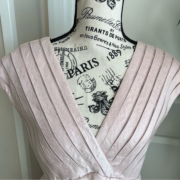 Adrianna Papell V-Neck Tiered Sleeveless Cocktail Dress Pink Sz 14 - Picture 2 of 16